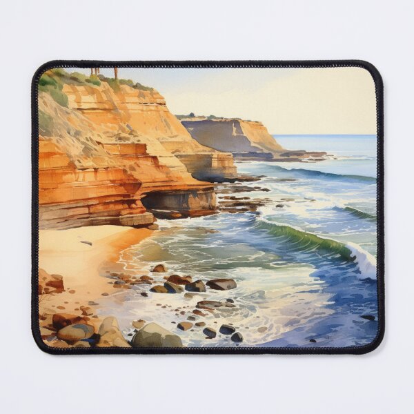 Item preview, A Watercolor Design of the Sunset Cliffs in San Diego - California - US designed and sold by Sketch-Shack.