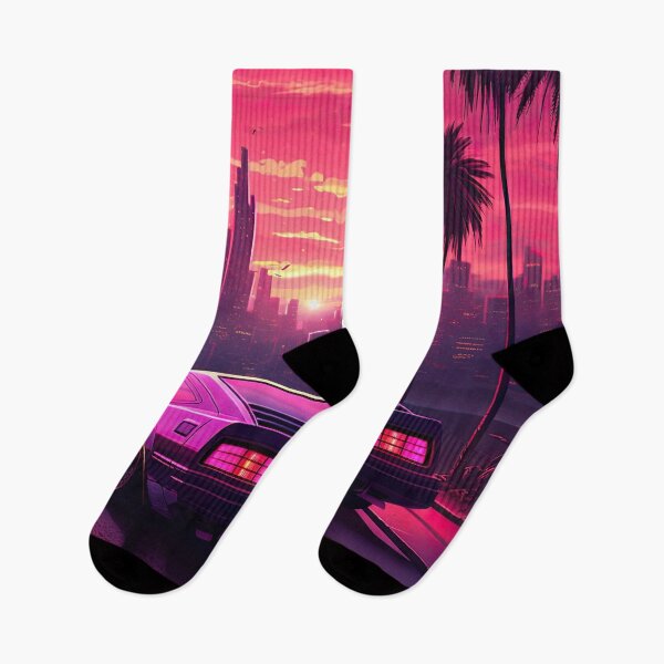 Item preview, Synthwave Cyberpunk Skyline - 80s retrowave aesthetic designed and sold by AeonAcademy.