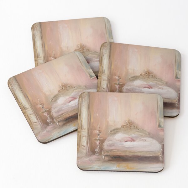 Item preview, Coquette aesthetic vintage painting of pink bedroom designed and sold by Coquette Art.