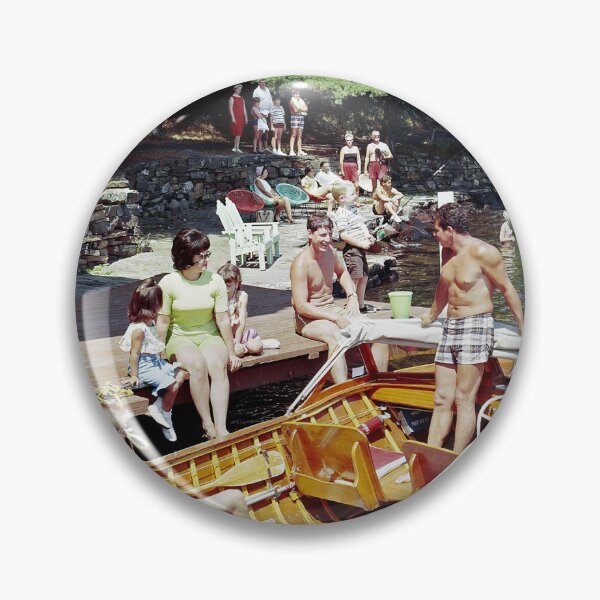Item preview, Old Wooden Water Skiing Boat at the Wide Waters Resort Dock in the 1960s designed and sold by aladdincolor.