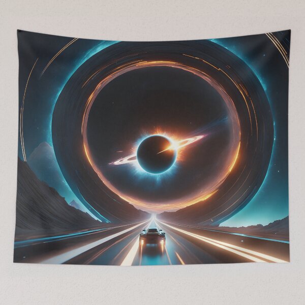 Item preview, Cosmic Nexus: Black Hole's Embrace Amidst Urban Luminance designed and sold by Ashidre.