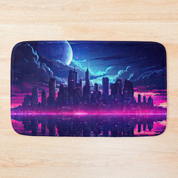 Item preview, Synthwave Cyberpunk Skyline - 80s retrowave aesthetic designed and sold by AeonAcademy.