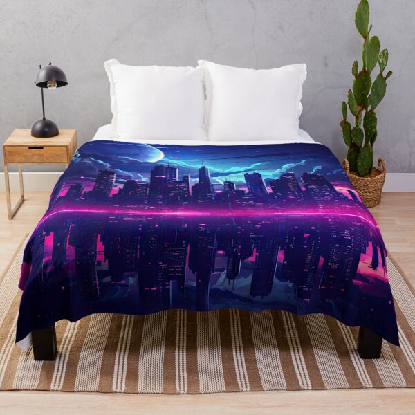 Item preview, Synthwave Cyberpunk Skyline - 80s retrowave aesthetic designed and sold by AeonAcademy.
