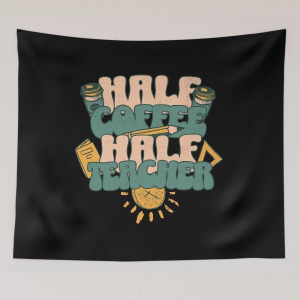 Item preview, Half Coffee Half Teacher | Funny Teacher | Love Coffee | Coffee Teacher | Cute Teacher designed and sold by ShoniwDesigns.