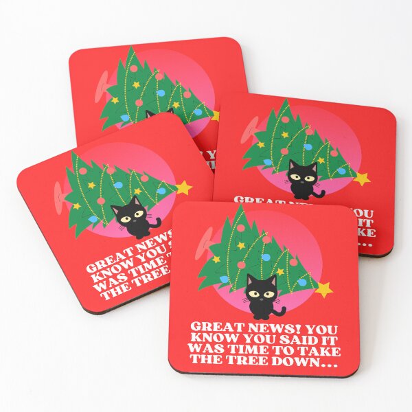 Item preview, Funny Black Cat Pushing Christmas Tree | Funny Black Cat Christmas Tree Meme designed and sold by McThingummy.