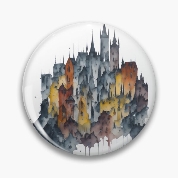 Item preview, Medieval Cityscape Abstarct Watercolour  designed and sold by MoxieVibe.