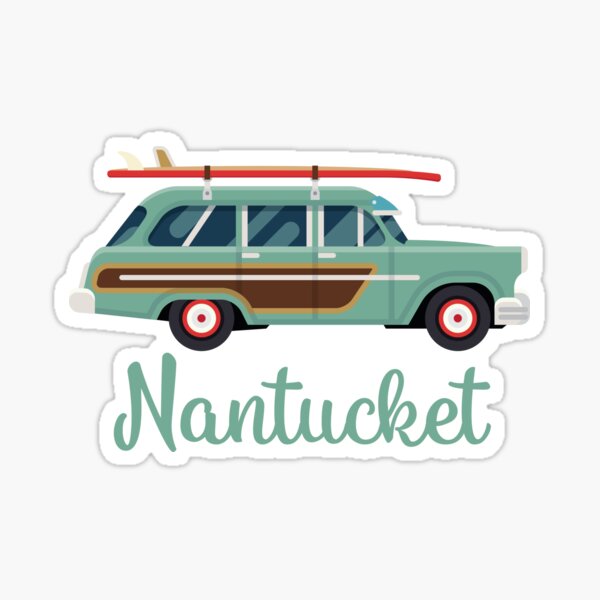 Nantucket Retro Beach Surf Wagon Sticker