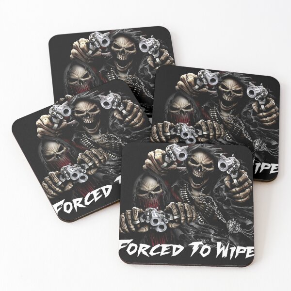 Item preview, Born To Shit Forced To Wipe 2 Funny Skull Badass Skeleton with Guns Meme designed and sold by HalBraun.