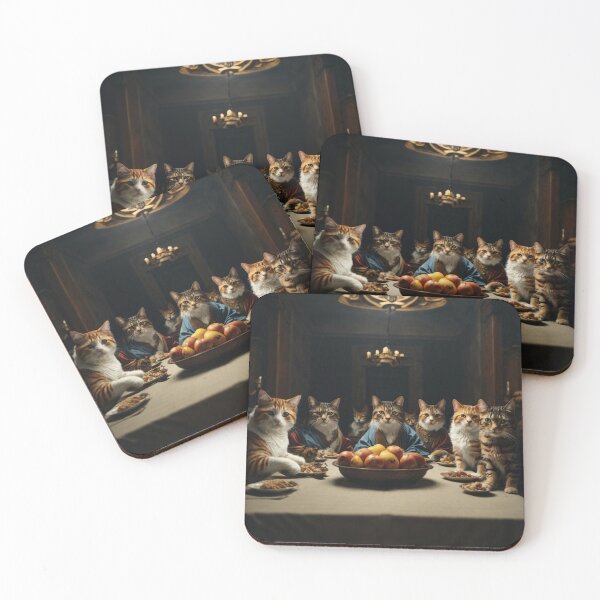 Item preview, The Feline Feast - Cats Reimagined in The Last Supper Art designed and sold by sadsapiens.