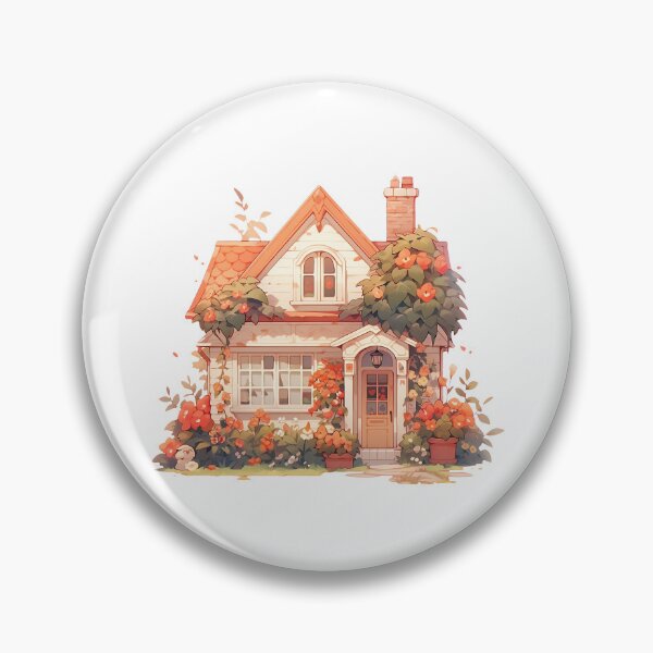 Item preview, Cozy Cottage with Summer Flowers in Rustic and Cottagecore Style designed and sold by CozyKawaiiArt.