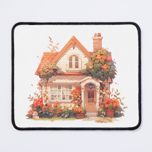 Item preview, Cozy Cottage with Summer Flowers in Rustic and Cottagecore Style designed and sold by CozyKawaiiArt.