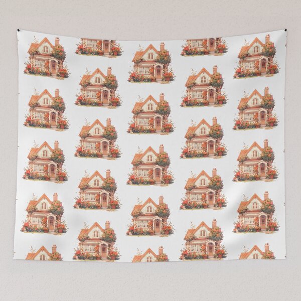 Item preview, Cozy Cottage with Summer Flowers in Rustic and Cottagecore Style designed and sold by CozyKawaiiArt.