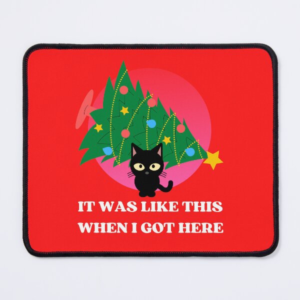 Item preview, Funny Black Cat Pushing Christmas Tree | Funny Black Cat Christmas Tree Meme designed and sold by McThingummy.