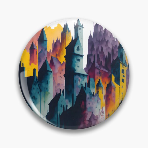 Item preview, Medieval Cityscape Abstarct Colorful Watercolour  designed and sold by MoxieVibe.