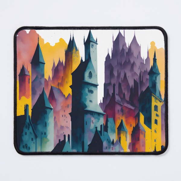 Item preview, Medieval Cityscape Abstarct Colorful Watercolour  designed and sold by MoxieVibe.
