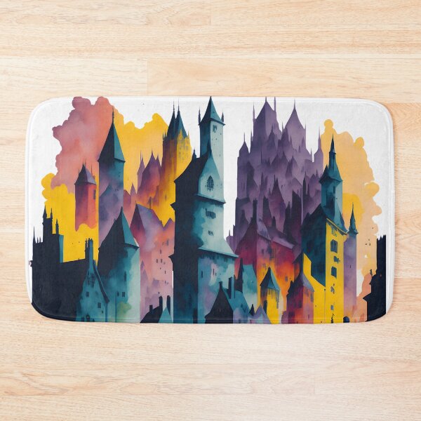 Item preview, Medieval Cityscape Abstarct Colorful Watercolour  designed and sold by MoxieVibe.