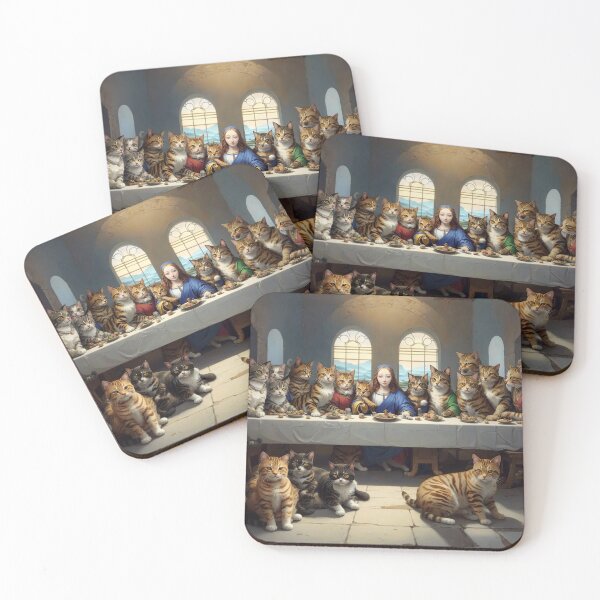 Item preview, Divine Feline Feast - The Last Supper Reimagined with Cats designed and sold by sadsapiens.