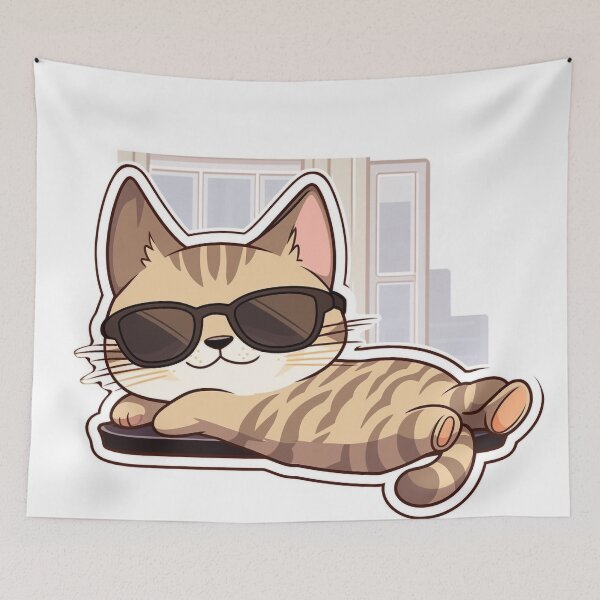 Item preview, Shady Lounger: Tabby's Sunlit Siesta designed and sold by PaintbrushPlace.