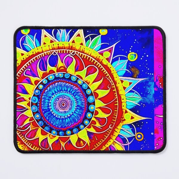 Item preview, Blue Flower Mandala with rainbow colors designed and sold by Earth Nature Creations.