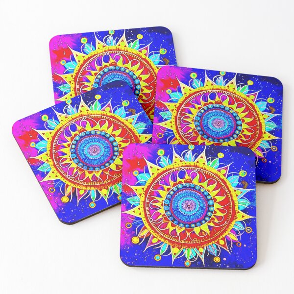 Item preview, Blue Flower Mandala with rainbow colors designed and sold by Earth Nature Creations.