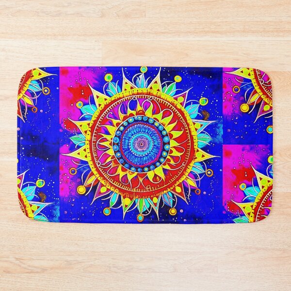 Item preview, Blue Flower Mandala with rainbow colors designed and sold by Earth Nature Creations.