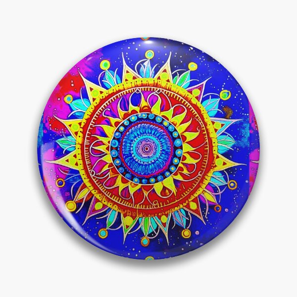 Item preview, Blue Flower Mandala with rainbow colors designed and sold by Earth Nature Creations.
