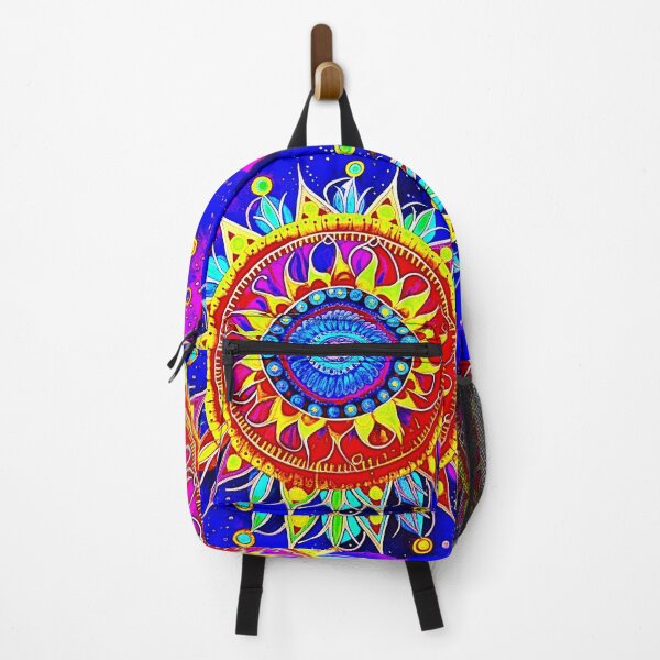 Item preview, Blue Flower Mandala with rainbow colors designed and sold by Earth Nature Creations.