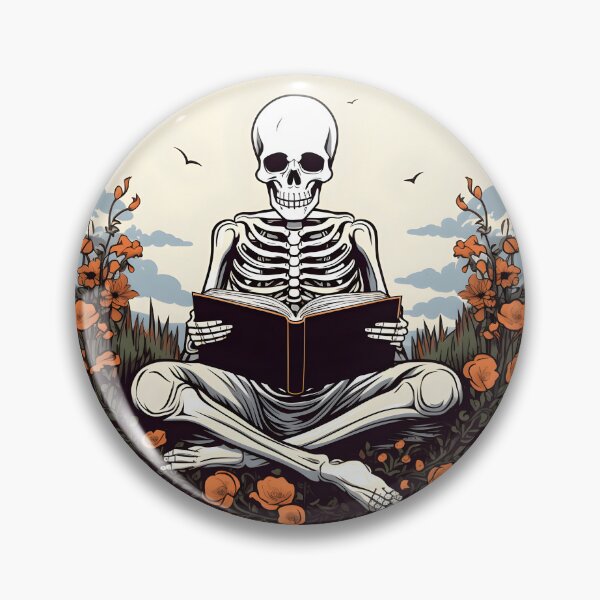 Item preview, Enchanted Skeleton Immersed in the Joy of Reading - Reading Cartoon Characters designed and sold by Ordinary Life Works.