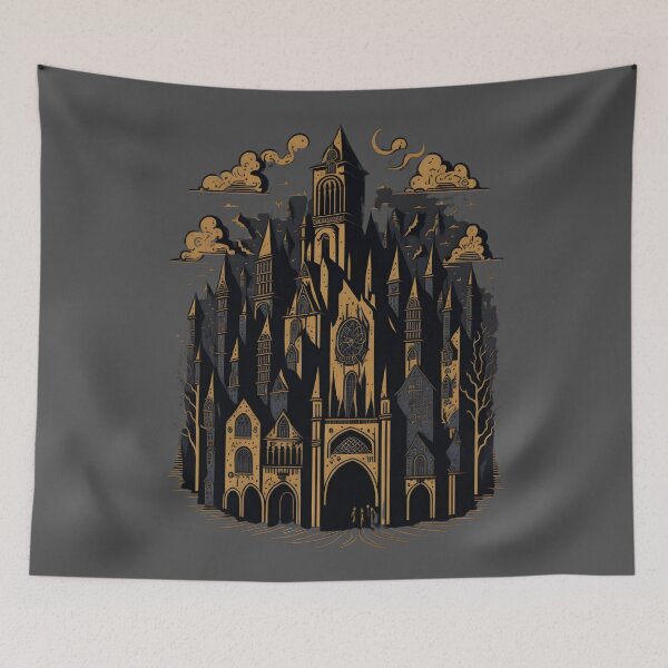 Item preview, Medieval Cityscape Goth Abstarct cartoon designed and sold by MoxieVibe.