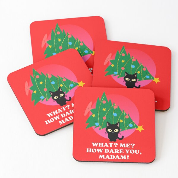 Item preview, Funny Black Cat Pushing Christmas Tree | Funny Black Cat Christmas Tree Meme designed and sold by McThingummy.