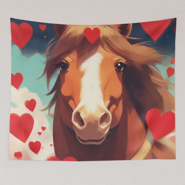 Item preview, A design of a brown and white pony with red hearts designed and sold by Msretief.