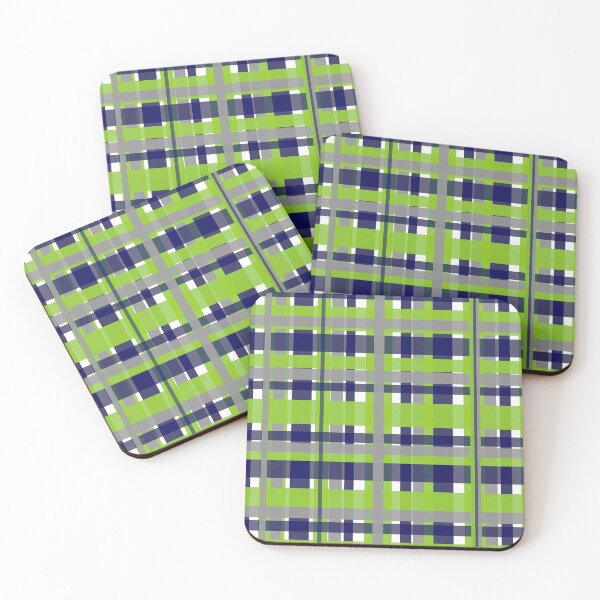 Item preview, Retro Modern Plaid Pattern in Lime Green, Bright Navy Blue, Gray, and White designed and sold by kierkegaard.