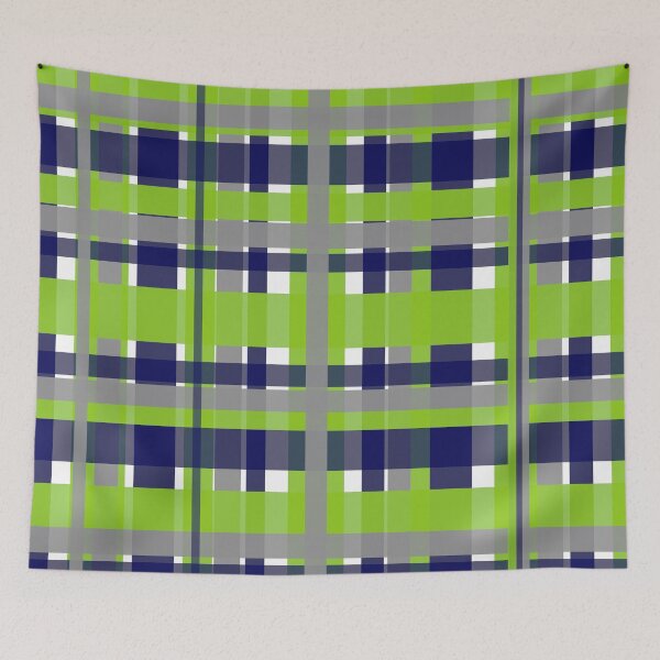 Item preview, Retro Modern Plaid Pattern in Lime Green, Bright Navy Blue, Gray, and White designed and sold by kierkegaard.