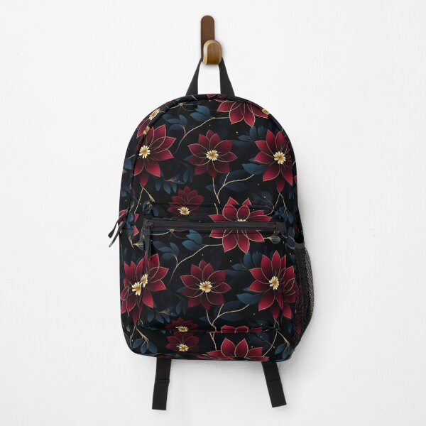 Item preview, Red and Blue Flower Pattern with Gold Outline designed and sold by Diana Sénèque.