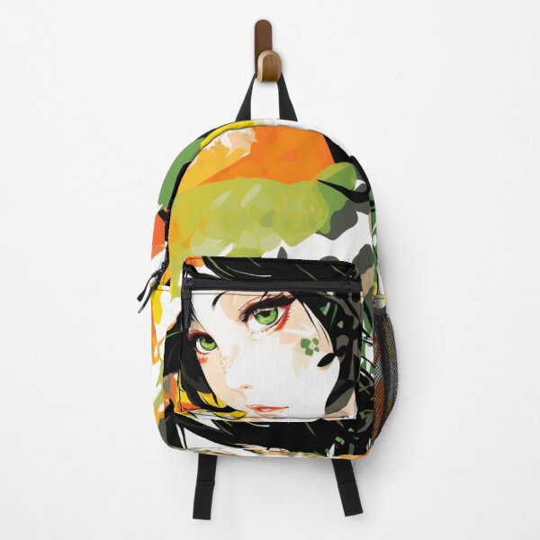 Item preview, Colorful fantasy pattern orange green yellow black ornaments girl manga face designed and sold by G-M-Designs.