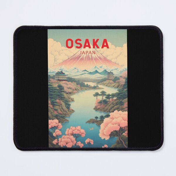 Item preview, Osaka Japan Mount Fuji Travel Art Vintage designed and sold by KrisSidDesigns.