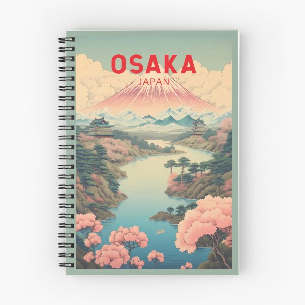 Item preview, Osaka Japan Mount Fuji Travel Art Vintage designed and sold by KrisSidDesigns.