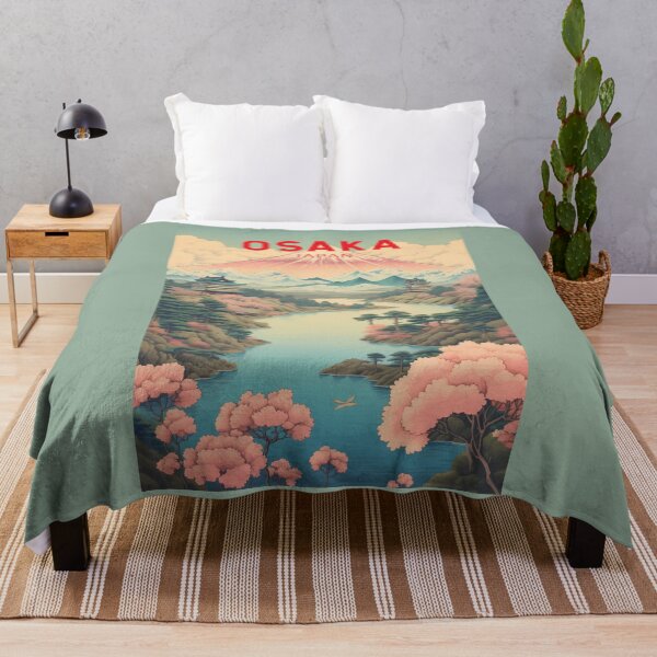 Item preview, Osaka Japan Mount Fuji Travel Art Vintage designed and sold by KrisSidDesigns.
