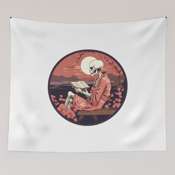 Item preview, Enchanted Skeleton Immersed in the Joy of Reading - Reading Cartoon Characters designed and sold by Ordinary Life Works.
