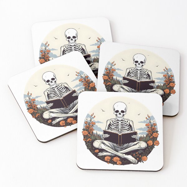 Item preview, Enchanted Skeleton Immersed in the Joy of Reading - Reading Cartoon Characters designed and sold by Ordinary Life Works.