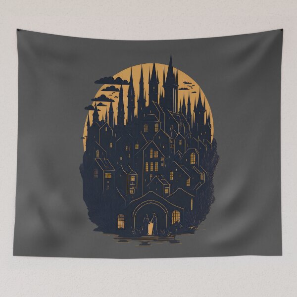 Item preview, Medieval Cityscape Abstarct cartoon Night designed and sold by MoxieVibe.