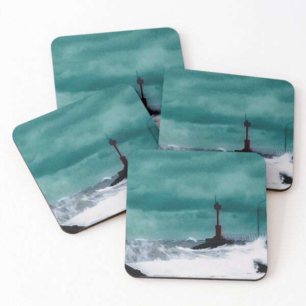 Item preview, Breakwater and lighthouse in Gimnyeong, Jeju, flooded by strong waves in a typhoon. designed and sold by human8891.