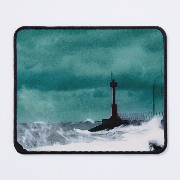 Item preview, Breakwater and lighthouse in Gimnyeong, Jeju, flooded by strong waves in a typhoon. designed and sold by human8891.