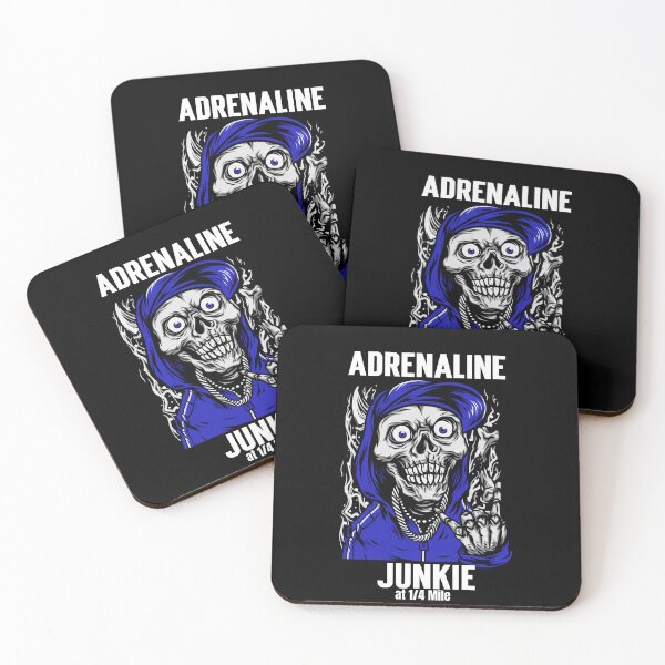 Item preview, Adrenaline Junkie at 1/4 Mile Racing Skull Race Track Drag Strip Drag Racing Drag Racer Street Racer  designed and sold by CarantinedChaos.