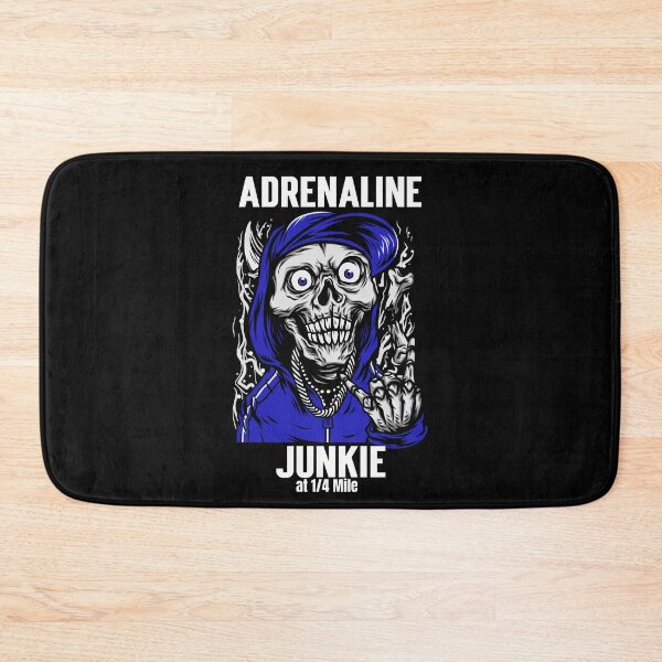 Item preview, Adrenaline Junkie at 1/4 Mile Racing Skull Race Track Drag Strip Drag Racing Drag Racer Street Racer  designed and sold by CarantinedChaos.