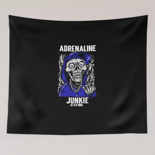 Item preview, Adrenaline Junkie at 1/4 Mile Racing Skull Race Track Drag Strip Drag Racing Drag Racer Street Racer  designed and sold by CarantinedChaos.