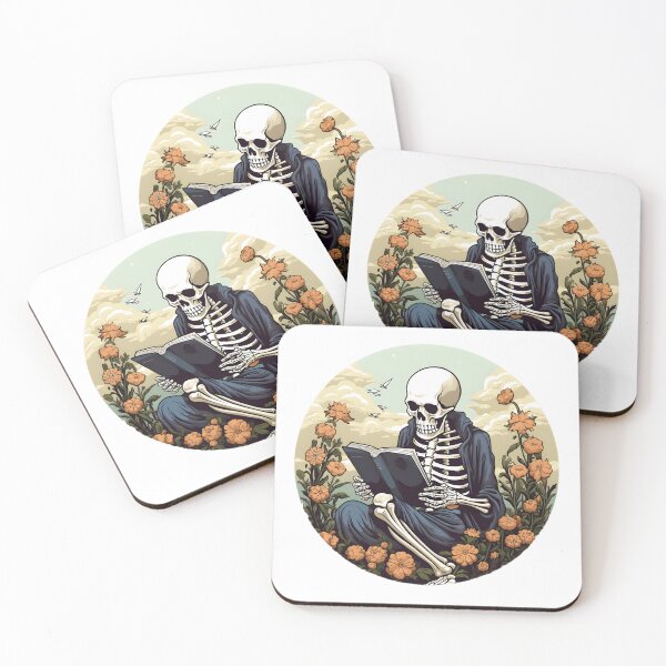 Item preview, Enchanted Skeleton Immersed in the Joy of Reading - Reading Cartoon Characters designed and sold by Ordinary Life Works.