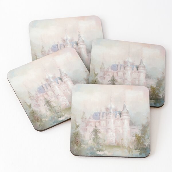 Item preview, Coquette aesthetic vintage painting of pink castle designed and sold by Coquette Art.