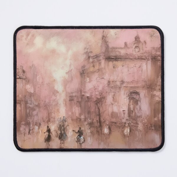Item preview, Coquette aesthetic vintage painting of an old pink city designed and sold by Coquette Art.