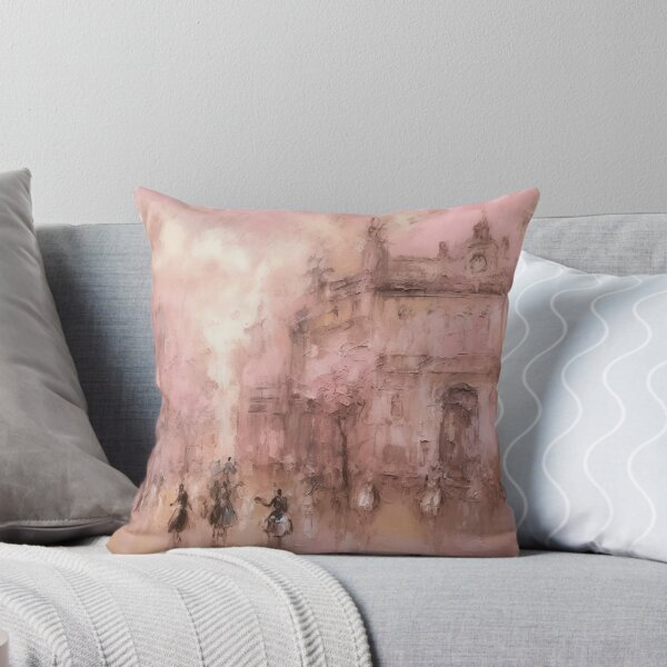 Item preview, Coquette aesthetic vintage painting of an old pink city designed and sold by Coquette Art.